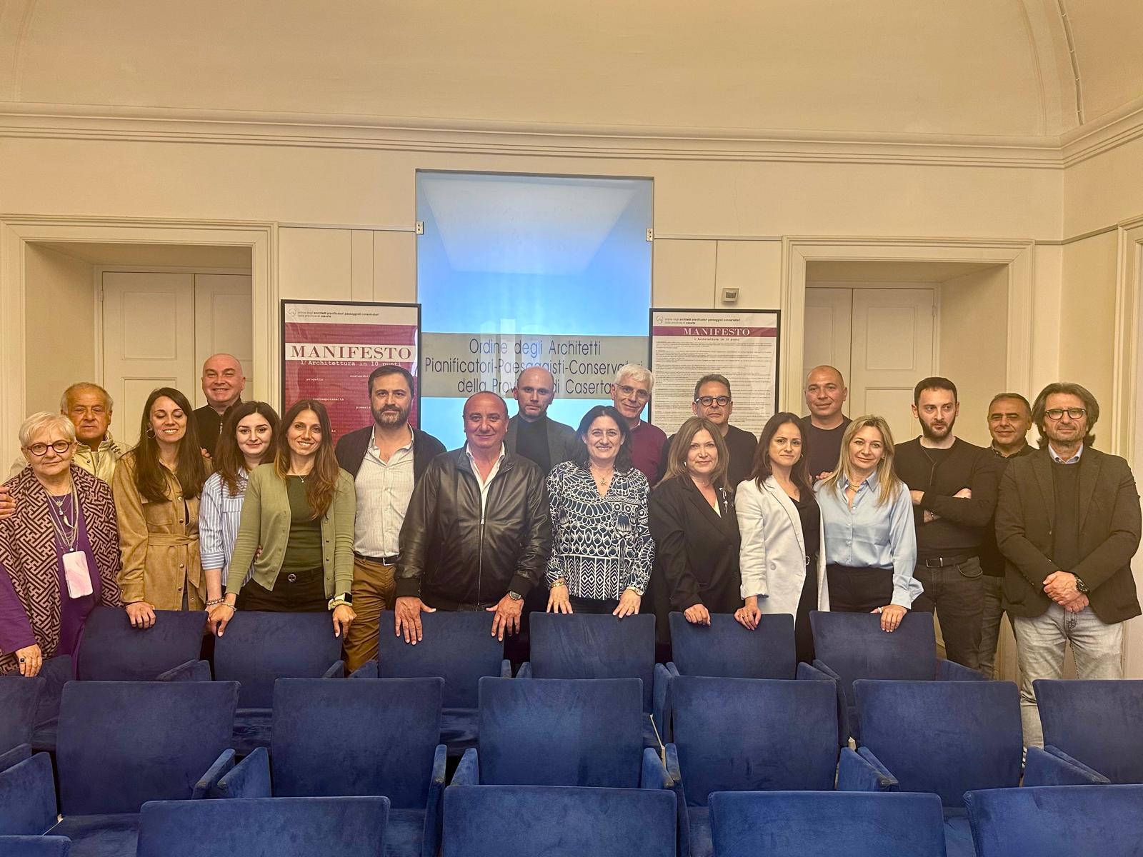 insediamento neo presidente Garofalo e nuovo consiglio dellOrdine degli Architetti PPC della provincia di Caserta 